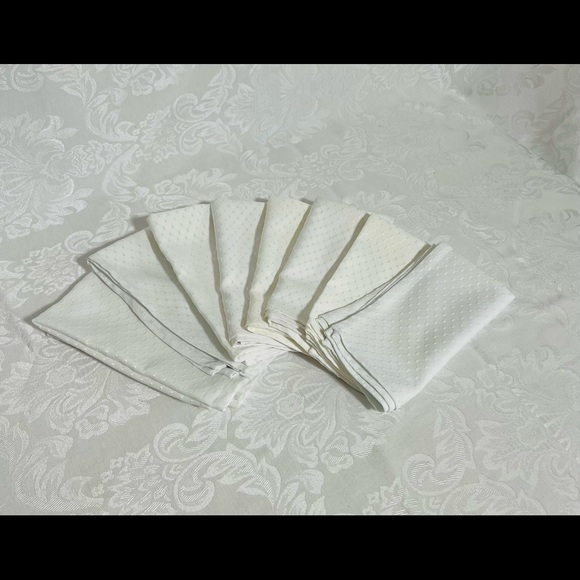 Used White Napkins. Poly blend. No stains or snags. Lot of 8. - Picture 2 of 3